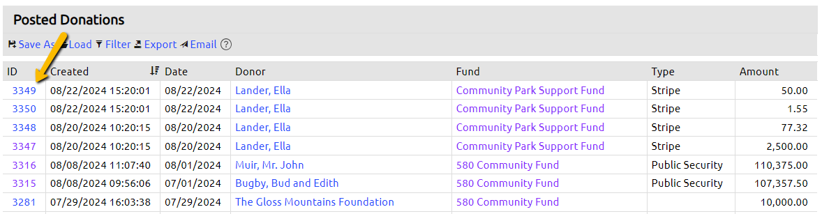 donation id