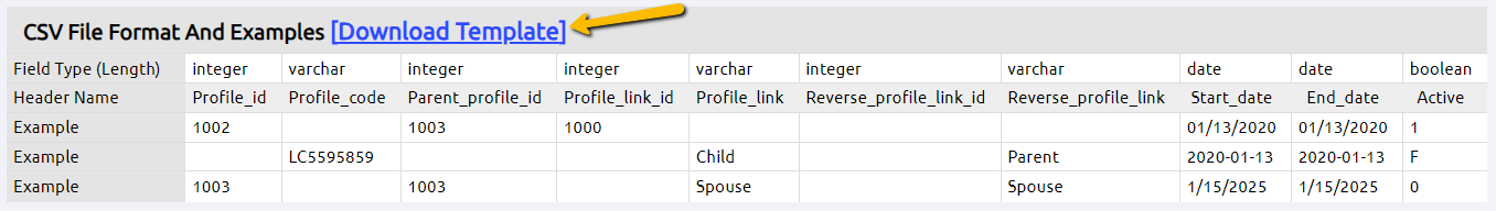 download template button