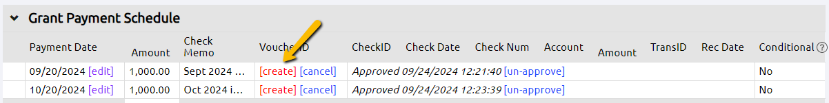 create button