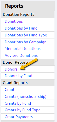 donors report button