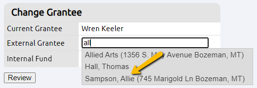 grantee name
