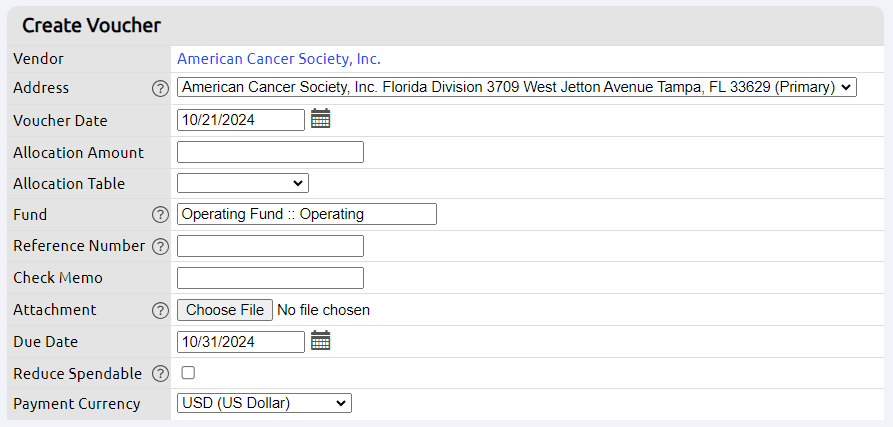 voucher fields