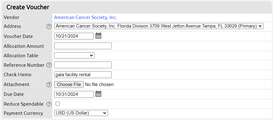 voucher fields