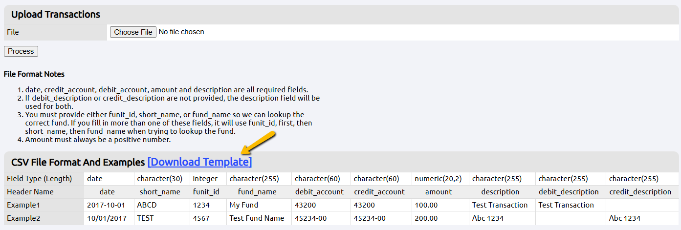 download template button