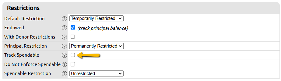 track spendable checkbox