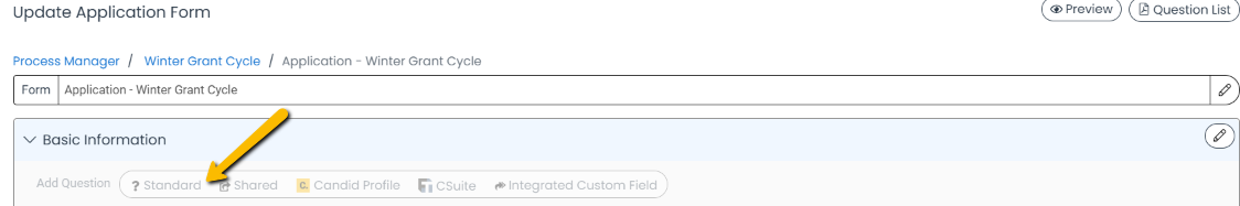 standard question button