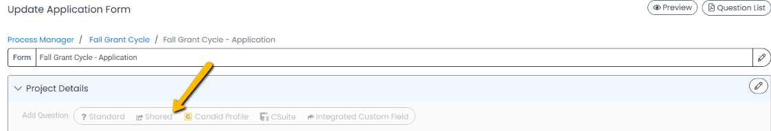 shared question button