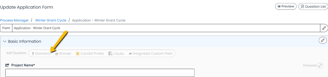 standard question button