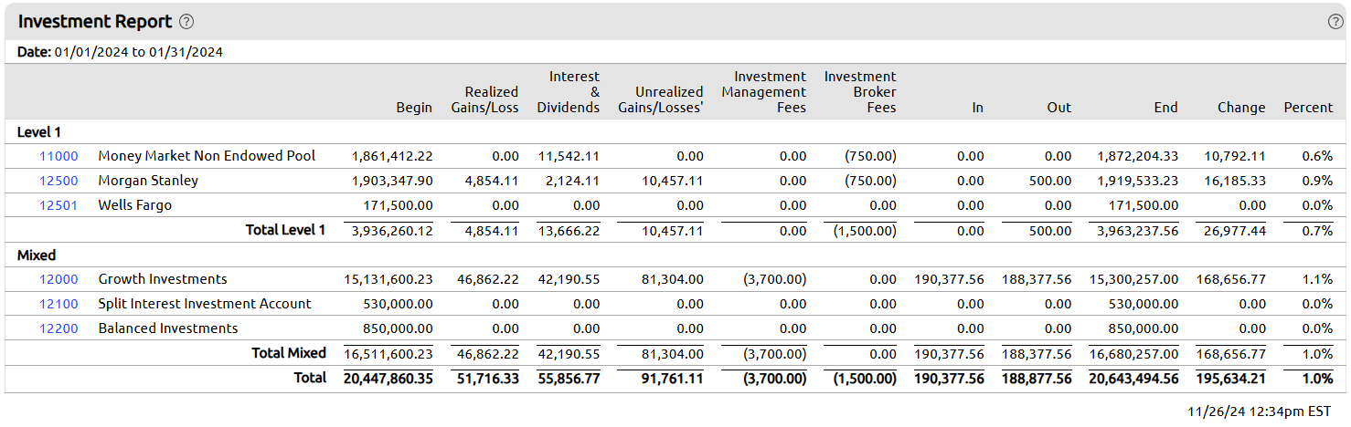 investment report