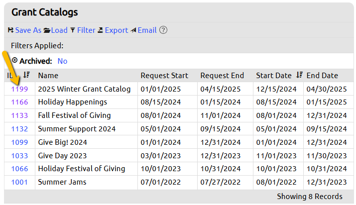 grant catalog id