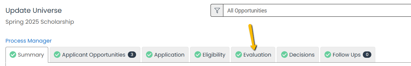 evaluation tab