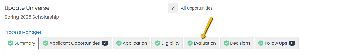 evaluation tab