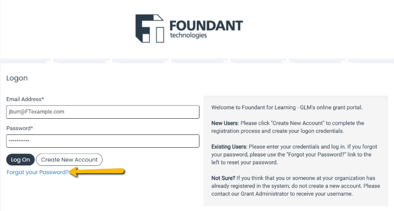 forgot your password button