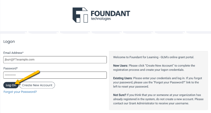 log on button