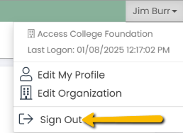 sign out button