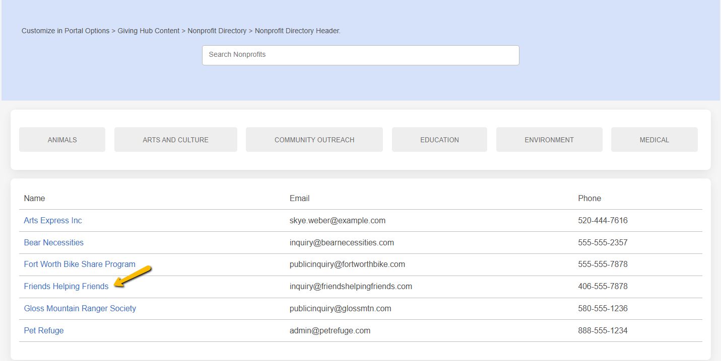 nonprofit directory