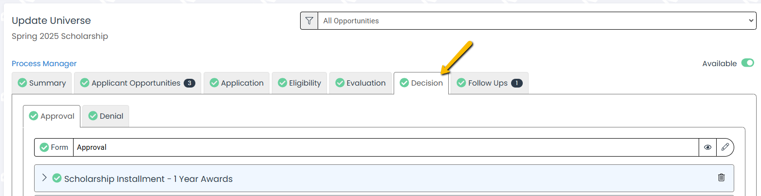 decision tab
