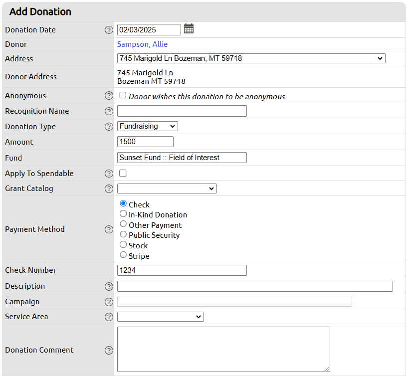 donation record