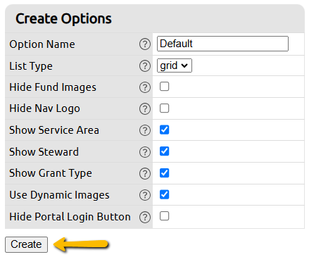 create button