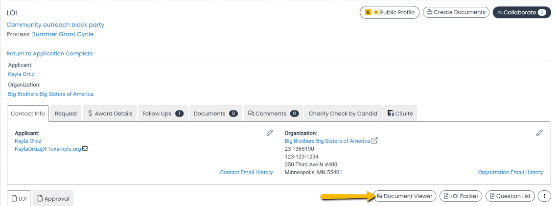 document viewer button