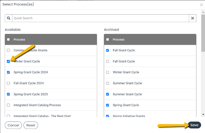 check box and save button