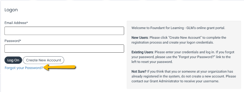 forgot your password button
