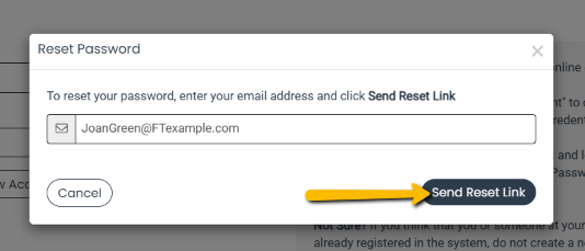 send reset link button