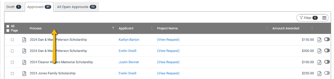 header sorting