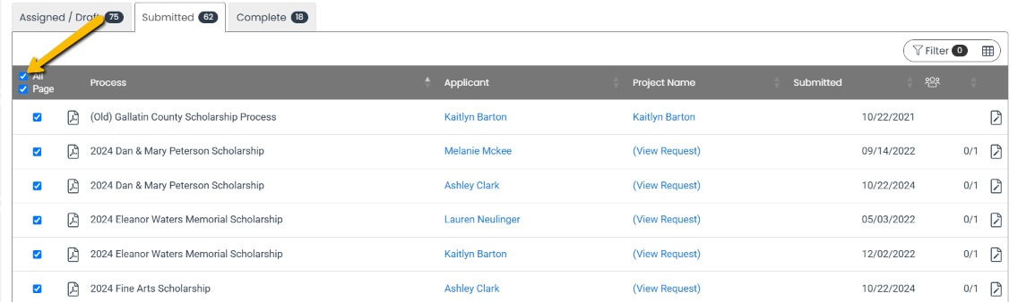 all check box