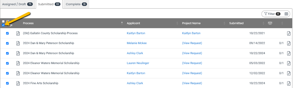 page check box