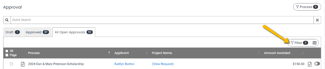filter button