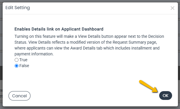 details link settings box