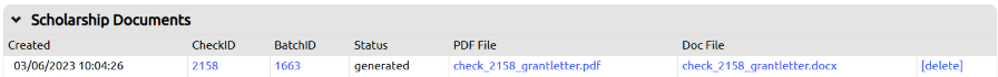 scholarship documents section