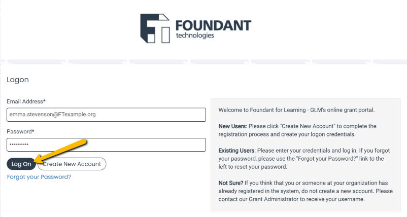 log on button