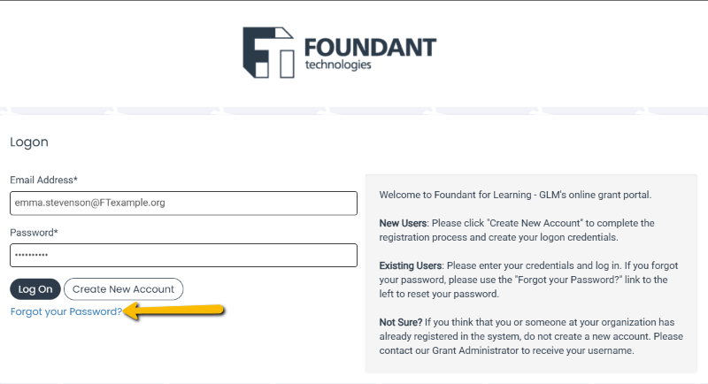 forgot your password button