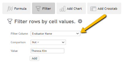 evaluator name filter