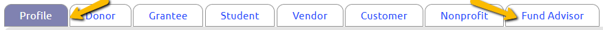 profile and fund advisor tabs