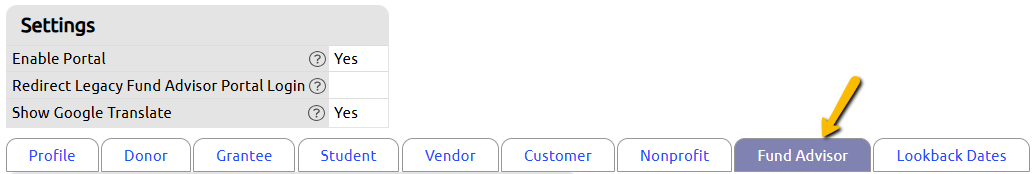 fund advisor tab