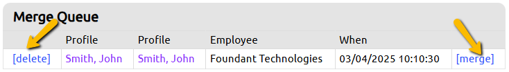 delete and merge buttons