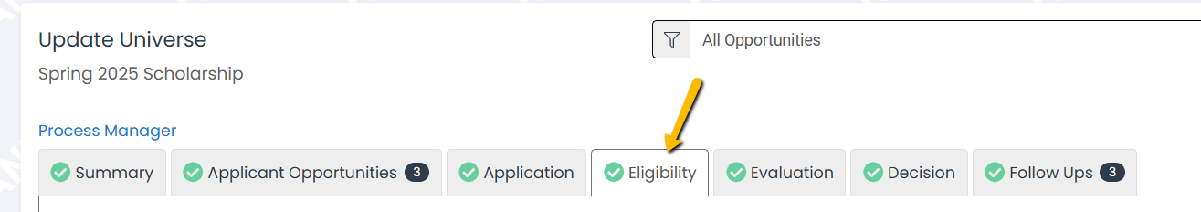 Eligibility tab