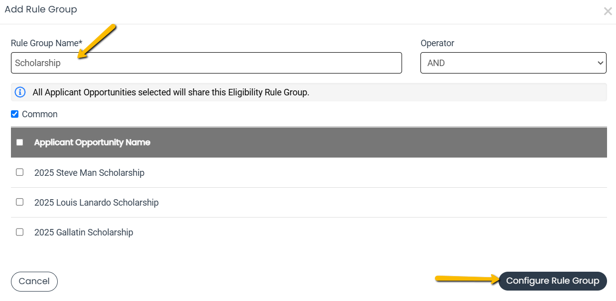 configure rule group
