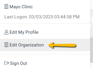 edit organization button