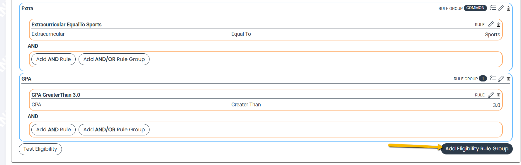 Add Eligibility Rule Group