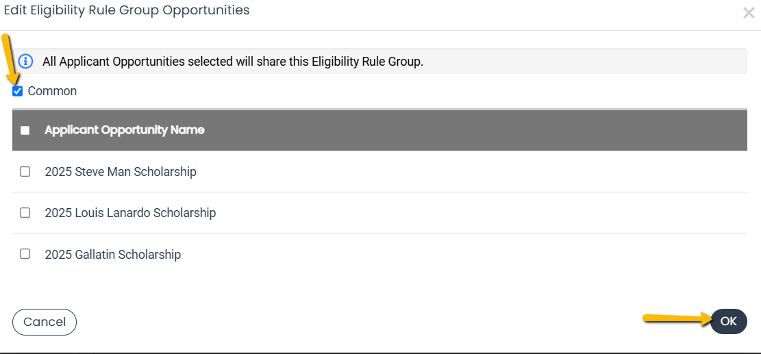 eligibility rule group confirmation