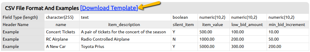 download template button