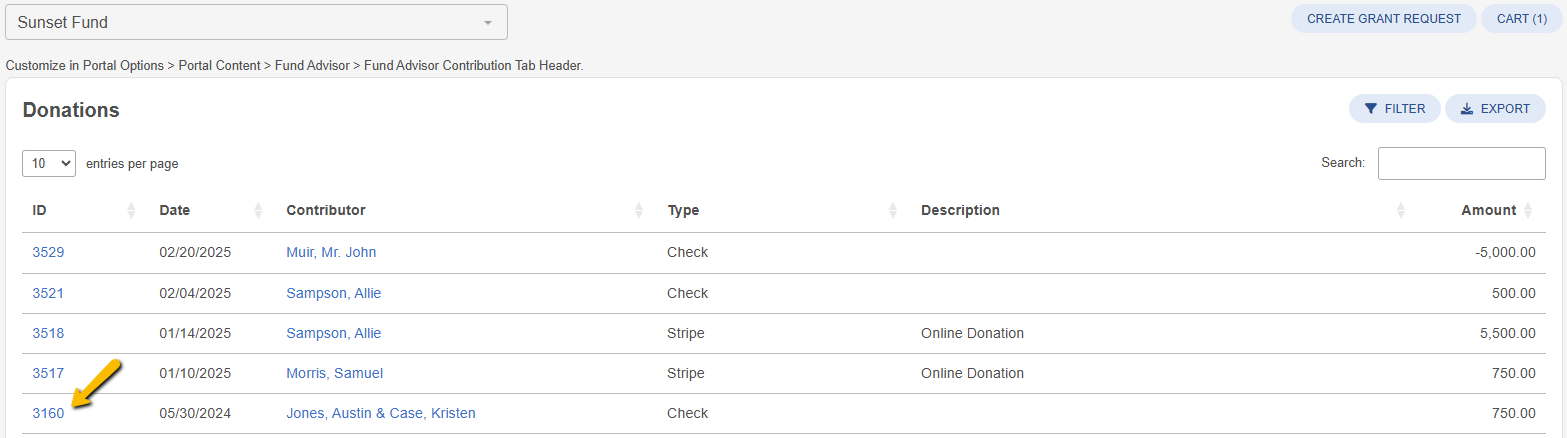 donation id