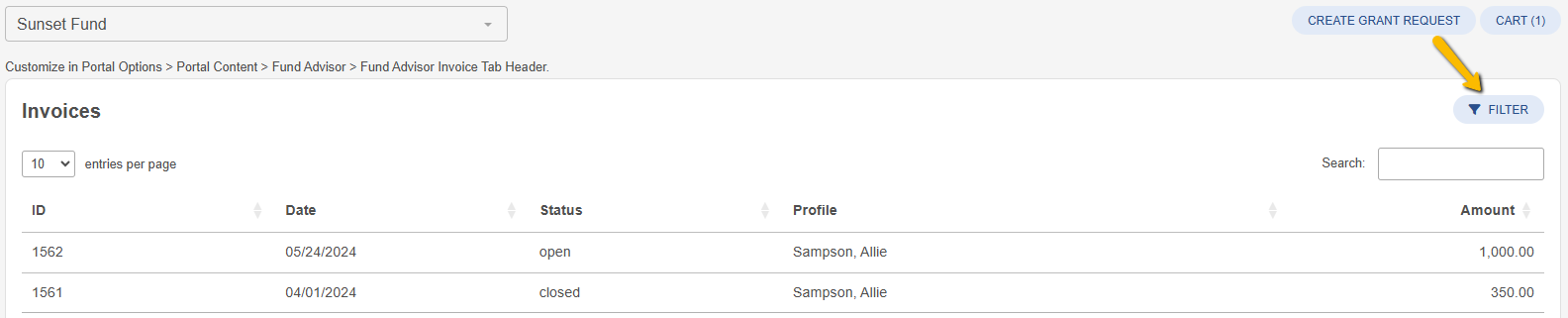 filter button