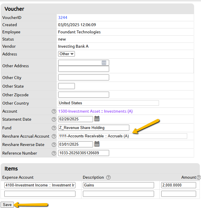 accrual fields and save button