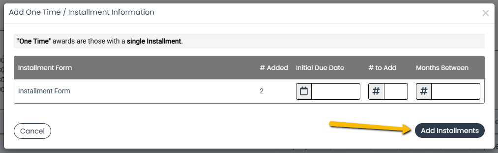 installment settings