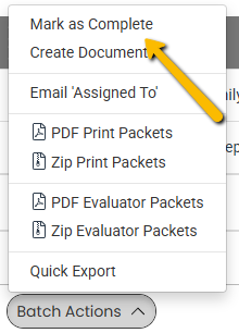 mark follow ups as complete batch action